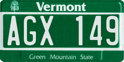 VT license plate AGX149