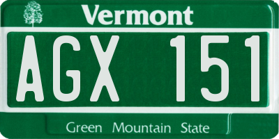 VT license plate AGX151