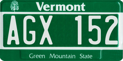 VT license plate AGX152