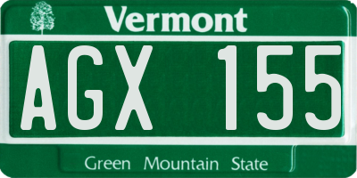VT license plate AGX155