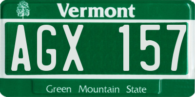 VT license plate AGX157