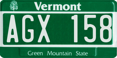 VT license plate AGX158