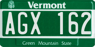 VT license plate AGX162
