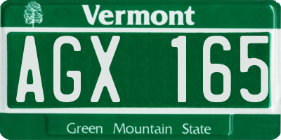 VT license plate AGX165