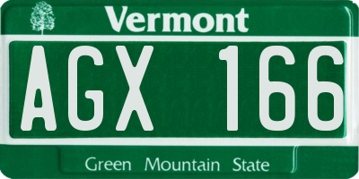 VT license plate AGX166