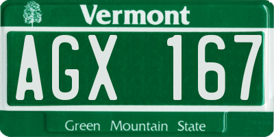 VT license plate AGX167