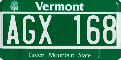 VT license plate AGX168