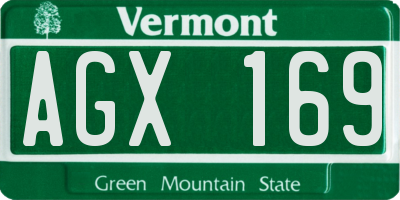 VT license plate AGX169