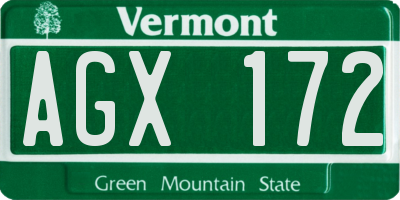 VT license plate AGX172
