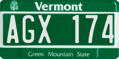 VT license plate AGX174