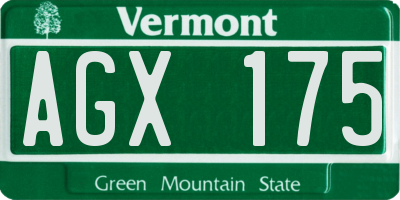 VT license plate AGX175