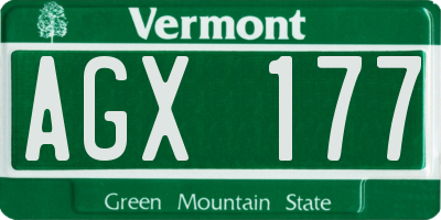 VT license plate AGX177