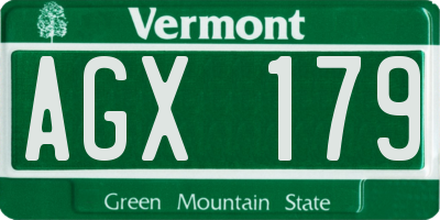 VT license plate AGX179