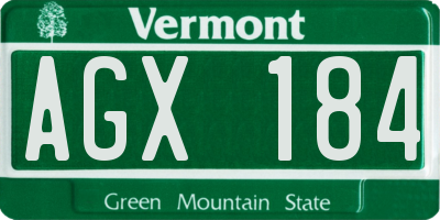VT license plate AGX184