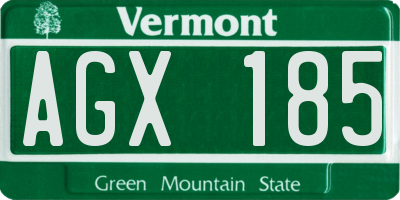 VT license plate AGX185