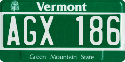 VT license plate AGX186