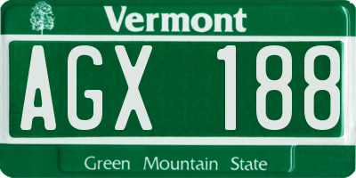 VT license plate AGX188