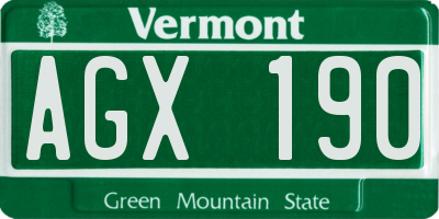 VT license plate AGX190