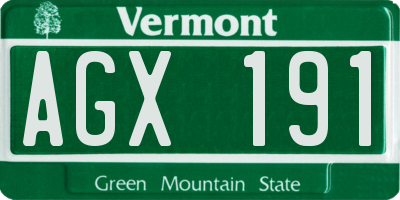 VT license plate AGX191