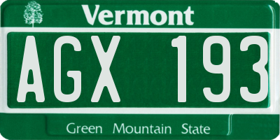 VT license plate AGX193