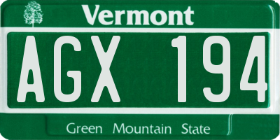 VT license plate AGX194