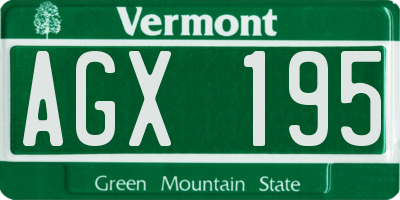 VT license plate AGX195