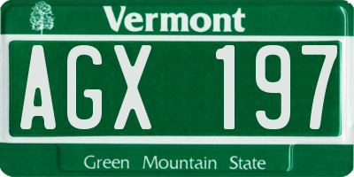 VT license plate AGX197