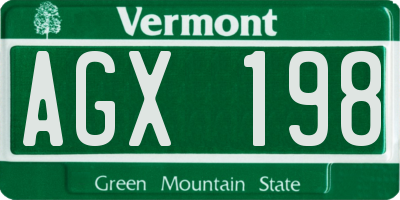 VT license plate AGX198