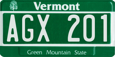 VT license plate AGX201