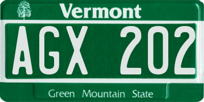 VT license plate AGX202