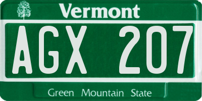 VT license plate AGX207