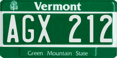 VT license plate AGX212