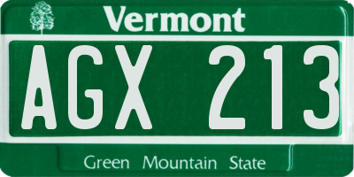VT license plate AGX213