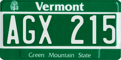 VT license plate AGX215