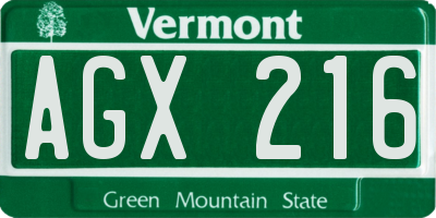 VT license plate AGX216