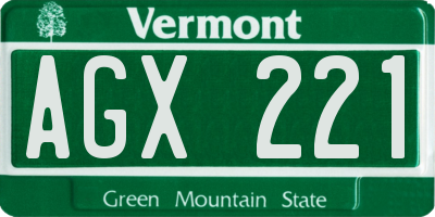 VT license plate AGX221