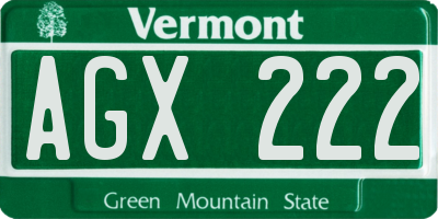 VT license plate AGX222