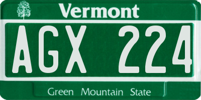 VT license plate AGX224