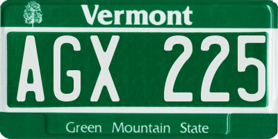 VT license plate AGX225