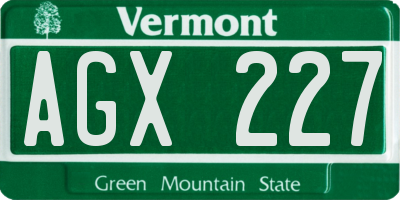 VT license plate AGX227