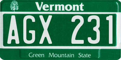 VT license plate AGX231