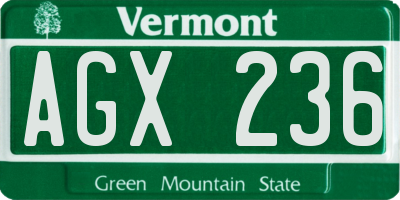 VT license plate AGX236