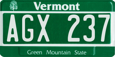 VT license plate AGX237