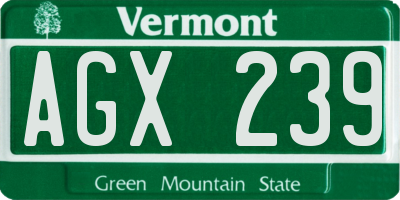 VT license plate AGX239