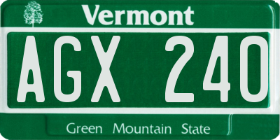 VT license plate AGX240