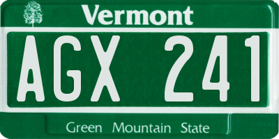 VT license plate AGX241