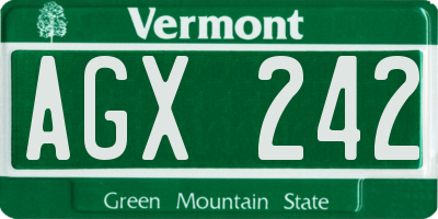 VT license plate AGX242