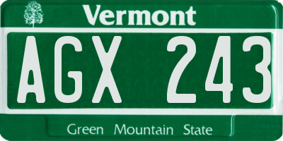 VT license plate AGX243