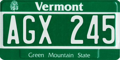 VT license plate AGX245