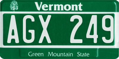 VT license plate AGX249